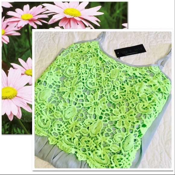 CLEARANCE* Crochet Daisies on Chambray Blue Romper - Picture 2 of 6